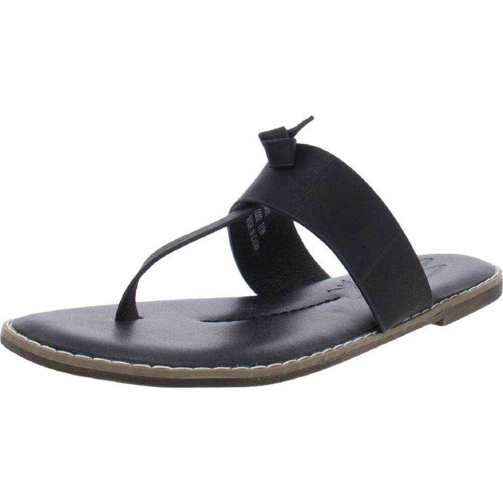 Seven7 Womens Navo1 Black Faux Suede Slip On Flats Thong Sandals Shoes New